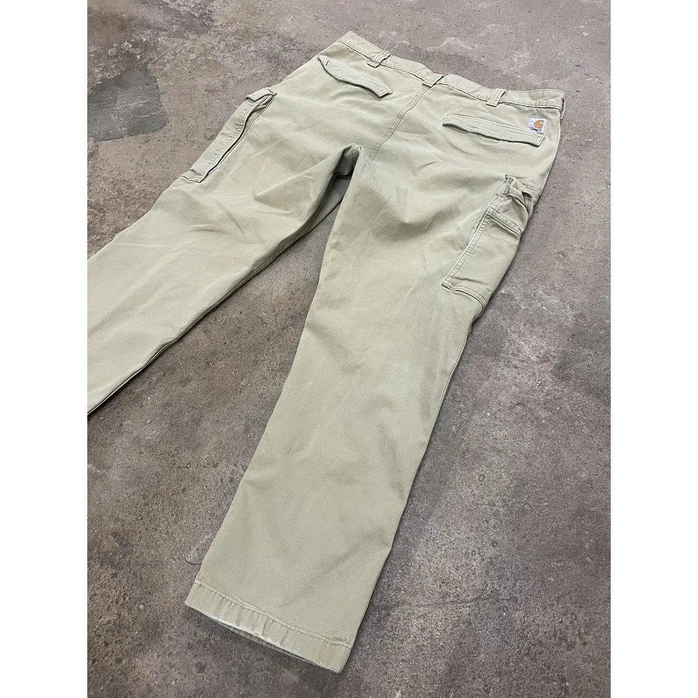 Carhartt Pants Mens 38x30 Beige Relaxed Fit‎ Canvas Cargo Work Utility 103574